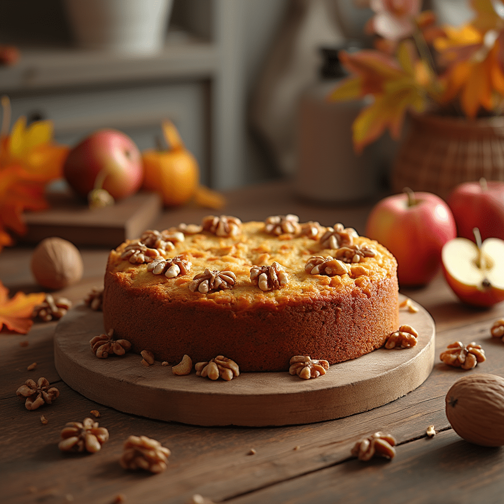 Gâteau aux pommes et noix